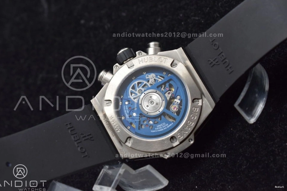 Edition Blue Strap Skeleton Titanium 1:1 Big on Unico Best A1280 Hublot Rubber Dial ZF Blue Bang 0514